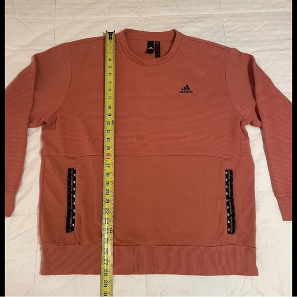 Adidas Post Game Waffle Knit Crew Neck Sweatshirt Mens Large Pink Long Sleeve - Picture 2 of 9